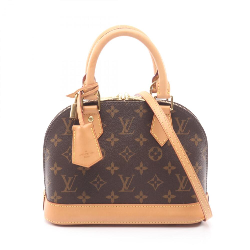 Louis Vuitton Alma Top Handle Bag Canvas Leather Monogram Brown